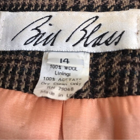 Vintage Bill Blass Wool Double Breasted Herringbone Plaid Blazer Women's 14 - Picture 5 of 11